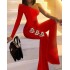 2023 European and American Foreign Trade Women's Clothing Elegant Slanted Shoulder Single Sleeve Hot Diamond Hollow Solid Color Slimming jumpsuit