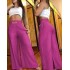 2024 Amazon Solid Color Wide Leg High Waist Pants for European and American Foreign Trade, Loose and Slimming Metal Bellbottom Pants Available in Color