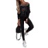 2024 European and American foreign trade women's clothing elegant V-neck rhinestone long sleeved top+slim pants two-piece set