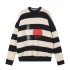 Paris high version B family autumn and winter new item unisex couple style striped embroidery logo knitted spliced sweater