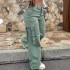 2023 European and American autumn/winter American hot girl street fashion retro workwear multi pocket casual straight leg pants