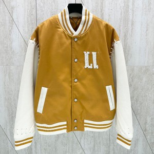 South Oil High end 2024 Autumn New Yellow Embroidered Strap Baseball Jacket, Men's and Women's Versatile Leather Jacket