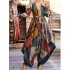 2024 Summer Amazon Cross border Retro Bohemian Style Women's Printed Strap Top V-neck Strap One Piece Pants Skirt