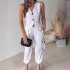 2024 new Amazon AliExpress hot selling white striped sleeveless vest set casual commuting cropped pants