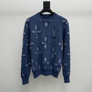 High version 2024 early autumn new V-home flower full print knitted round neck long sleeved unisex