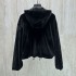 Ultra high quality triangle logo autumn and winter new item chest logo decoration hooded zipper velvet jacket