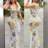 2023 Amazon European and American Summer Women's Sexy Fashion V-neck Sleeveless Printed Bag Hip Long Dress