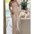 2024 European and American Foreign Trade Women's Clothing Elegant Solid Color One Shoulder Set Casual Straight Leg Pants 2-piece Set