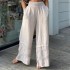 2023 European and American Foreign Trade Women's Autumn High end Style Cross V-neck Waist Top Solid Color Pants Set