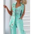 2023 European and American foreign trade women's clothing elegant floral sleeveless suit jacket+lace up casual pants set