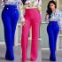 2023 Cross border Women's Clothing European and American Fashion Slim Fit Personalized Double breasted Trumpet Pants Micro elastic Can Add Colors