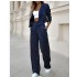 2024 European and American foreign trade women's clothing temperament casual striped short style lapel suit straight leg pants set