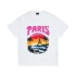 B Home High Version Paris New Hand drawn Sunset Printed Iron Tower Hawaii Summer T-shirt Men's and Women's Short Sleeve Trendy Brand