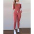 2023 European and American Spring Cross border New Outdoor Sports Color blocked Long sleeved Pants Comfortable Casual Set for Women