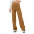 2024 Amazon European and American Fashion New Women's Casual Straight Pants High Waist Button Elastic Band Multiple Pockets