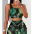 2023 European and American Summer Women's Fashion Sexy Strap Top+High Waist Tight Wrap Hip Skirt Printed Set