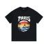 B Home High Version Paris New Hand drawn Sunset Printed Iron Tower Hawaii Summer T-shirt Men's and Women's Short Sleeve Trendy Brand