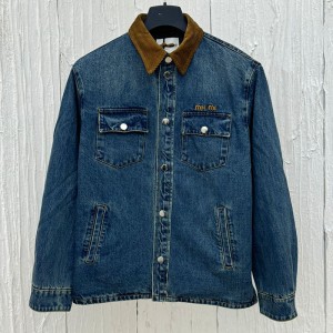 2024 Autumn/Winter New Embroidered Collar Denim Cotton Jacket Top Unisex