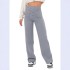 2024 Amazon European and American Fashion New Women's Casual Straight Pants High Waist Button Elastic Band Multiple Pockets