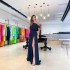 2023 European and American Summer Women's Fashion Sexy Slant Collar Off Shoulder Waist Drawdown with Floor Draping Vacation Style Solid Color Dress