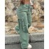 2023 European and American autumn/winter American hot girl street fashion retro workwear multi pocket casual straight leg pants