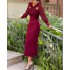 2024 Cross border Foreign Trade Amazon European and American Women's Long Skirt Autumn New Fashion Solid Color Loose Elegant Dress