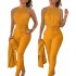 Amazon AliExpress 2024 Spring/Summer European and American New Fashion Top Solid Color Pants Set Two Piece Set with Belt