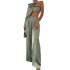 2024 European and American foreign trade women's clothing elegant hanging neck, sloping shoulder, strapless, sexy exposed navel wide leg pants set