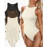 Cross border European and American hot item 2023 summer Amazon AliExpress tight fitting jumpsuit sleeveless groove strip jumpsuit triangle