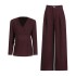 Australian casual, simple and high-end suit 2025 new style temperament V-neck waist slimming suit+solid color wide leg pants