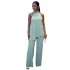 Cross border European and American women's clothing 2024 spring/summer new item off shoulder sleeveless camisole vest wide leg pants casual suit