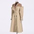 Temperament British style trench coat for women in early spring 2025, new style with patchwork and contrasting color design, fake two-piece suit collar jacket, trendy