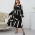 Self developed European and American foreign trade Amazon AliExpress popular black and white feature collar horn plus size long dress