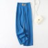 European and American Cross border 2024 New Elegant Solid Color Micro Elastic Drop Feeling High Waist slimming pants Casual pants Women's wide leg pants