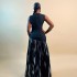 European and American women's clothing 2025 spring new style elegant round neck sleeveless printed dress long skirt