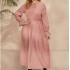 Amazon European and American style cross-border foreign trade plus size women's dress 2024 polka dot loose fat mm long sleeved dress