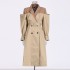 Temperament British style trench coat for women in early spring 2025, new style with patchwork and contrasting color design, fake two-piece suit collar jacket, trendy