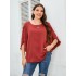 2022 European and American style cross-border foreign trade plus size women's shirt red half sleeved loose top Amazon independent website