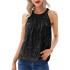 2024 Summer Europe and America Amazon Cross border New Solid Color Neck Hanging Style Women's Glitter Feel Micro Elastic Strap Glitter Tank Top