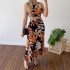 European and American Cross border 2024 Summer Leisure Set New Printed Short Tie Rope Tank Top High Waist Skirt Two Piece Set