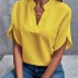 Amazon Foreign Trade 2024 Summer New V-neck Shirt Women's Solid Color Casual Versatile European and American Short Sleeve Hooded Shirt