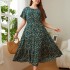 Amazon's European and American style cross-border foreign trade plus size women's clothing 2022 new hot item printed loose women's dress