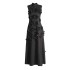 French style design sense splicing three-dimensional flower long skirt 2025 early spring new high neck sleeveless floral dress