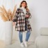 AliExpress Amazon Europe and America Autumn and Winter New Women's Clothing Foreign Trade Fat mm Large Grid Hoodie Medium Long Coat for Women