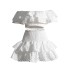 2025 Spring New French Style Two Piece Set with High Grade Wood Ear Top and Sexy Skirt Short Set for Women