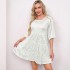 New and popular cross-border foreign trade items from Europe and America, fashionable solid color loose waist short sleeved skirt dress, banquet sequin dress