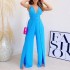 European and American women's clothing 2024 summer new product suspender V-neck high waist split bottom wide leg pants women's jumpsuit