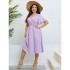 Self developed European and American foreign trade Amazon AliExpress hot summer V-neck purple loose plus size dress for women