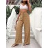 2024 European and American Foreign Trade New Casual Micro Elastic Loose Hug High Waist Jacquard Casual Pants Wide Leg Pants Women's Pants