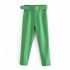 European and American style cross-border new casual pants micro elastic slim fit slimming belt decoration solid color straight leg suit cropped pants